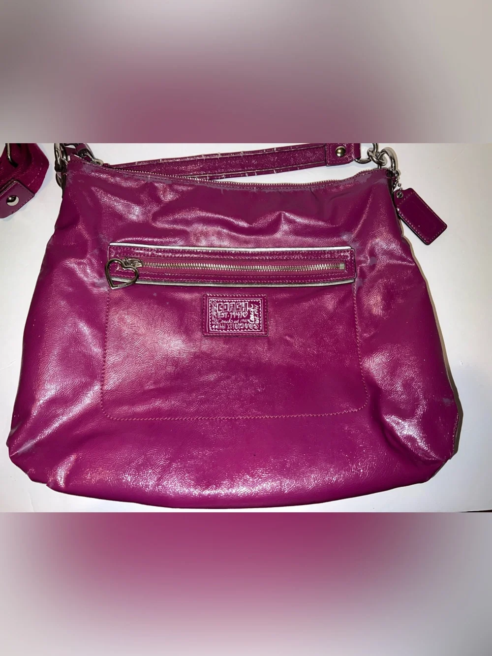 Vintage Y2K Rare Coach Poppy Daisy Liquid Gloss Hobo Bag Berry